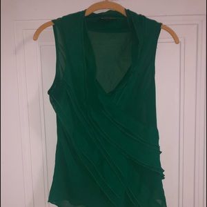 DKNY Jeans Sheer Green Sleeveless Shirt-Small